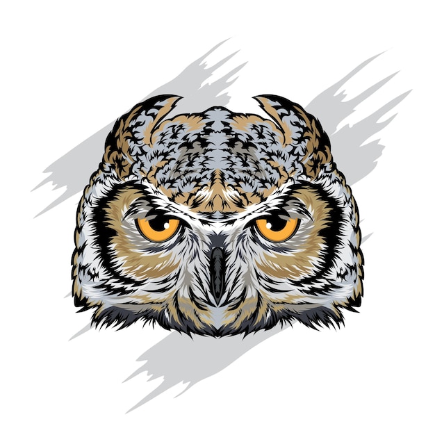 Ilustración vectorial de la cara del búho en estilo dibujado a mano perfecta para el diseño de camisetas y mascotas