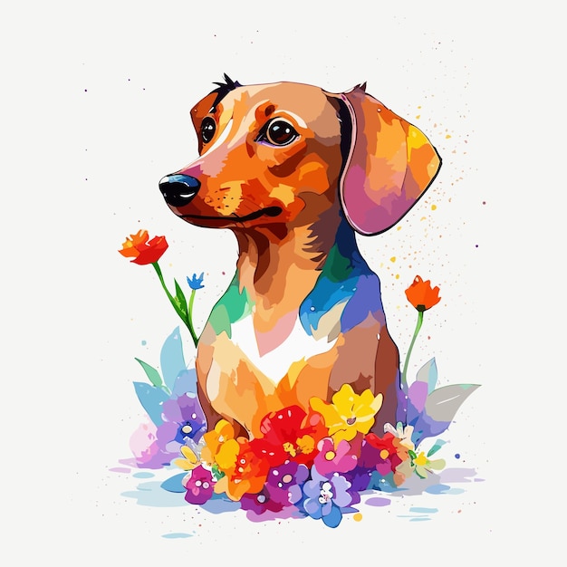 Ilustración vectorial de la cara de un Dachshund