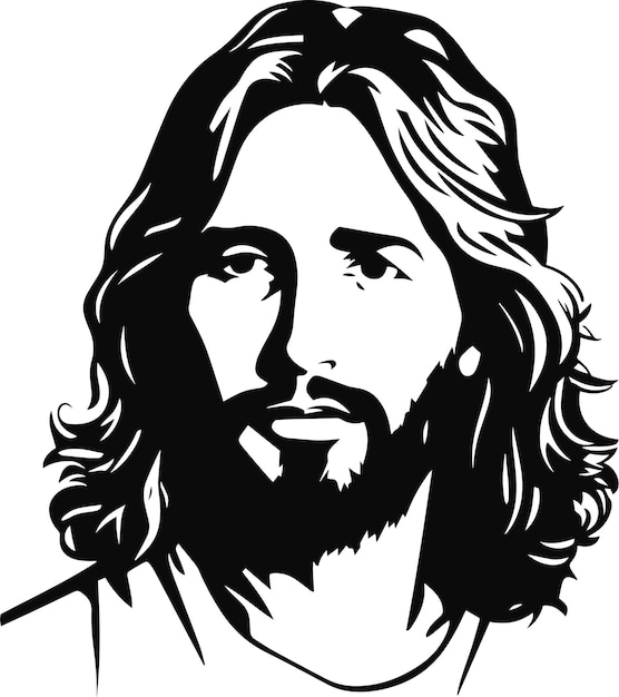 Vector ilustración vectorial de la cara de jesús en un fondo aislado