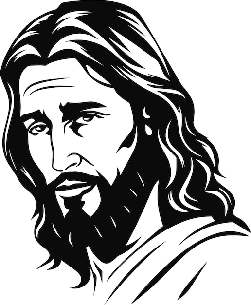 Vector ilustración vectorial de la cara de jesús en un fondo aislado