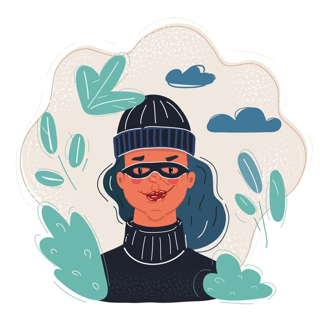 Ilustración vectorial de la cara de un ladrón enojado