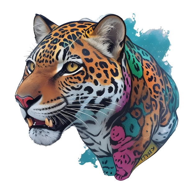 ilustración vectorial de una cara de leopardo con estilo pop art
