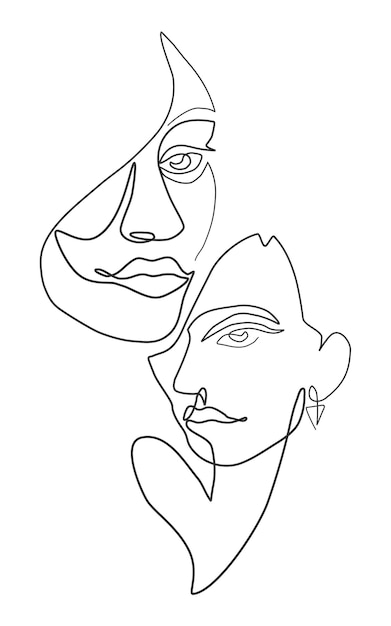 Ilustración vectorial Cara de una línea Rostro de mujer de dibujo lineal continuo minimalista