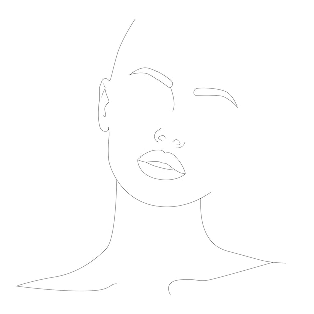 Ilustración vectorial Una cara de mujer Retrato de minimalismo Boho