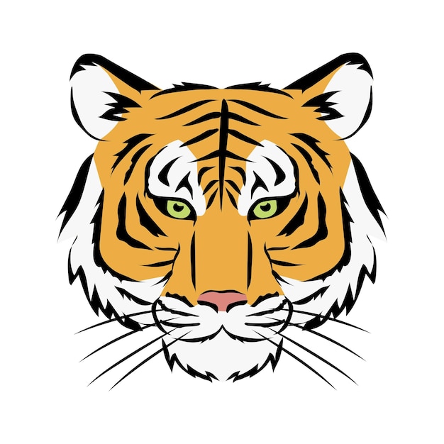 Ilustración vectorial de la cara de un tigre mirando hacia adelante