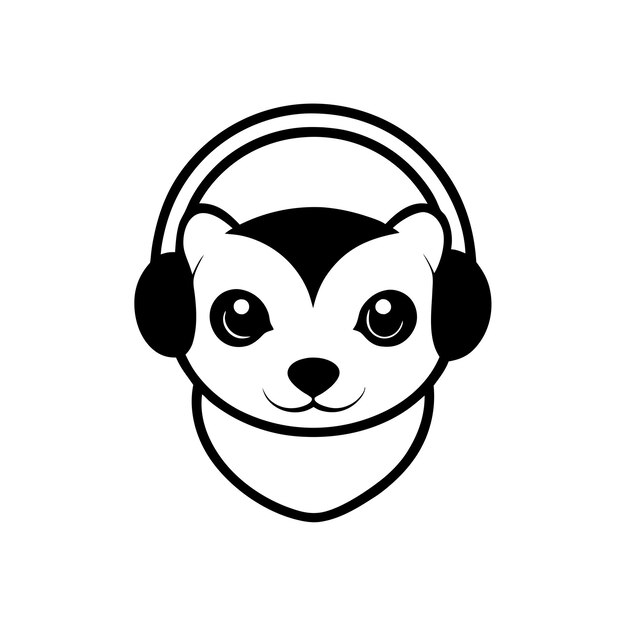 Ilustración vectorial de un caracol con auriculares en un fondo blanco
