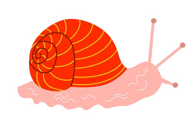Ilustración vectorial de un caracol rojo en un estilo plano