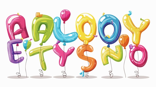 Ilustración vectorial de caracteres del alfabeto de globo de colores