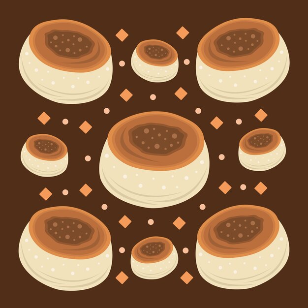 Ilustración vectorial de caramelo y panna cotta