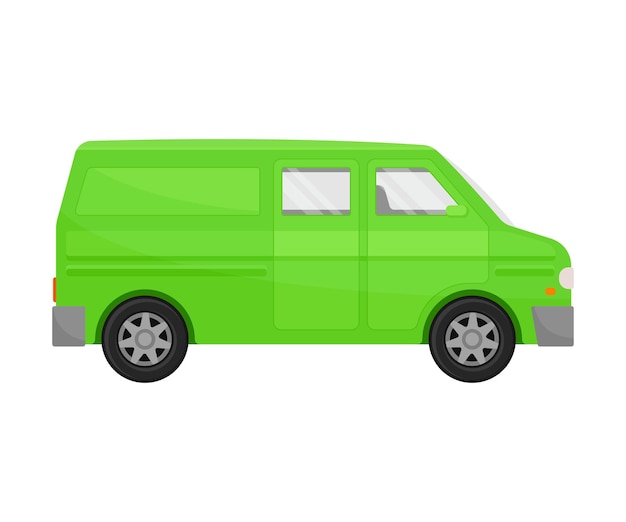 Ilustración vectorial de carga y pasajeros de color verde brillante sobre un fondo blanco