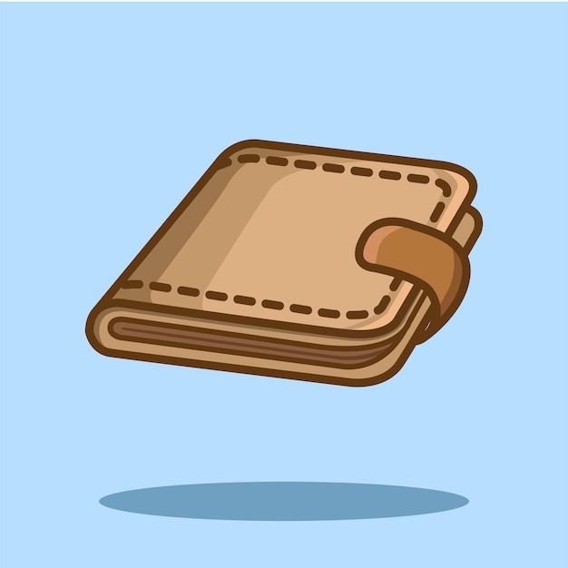 Ilustración vectorial de caricatura de billetera Ilustración vectoria de billetera de billetera y icono de moneda de dinero
