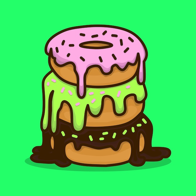 Ilustración vectorial de una caricatura de rosquilla Imagen vectorial del alimento favorito Estilo de caricatura plana