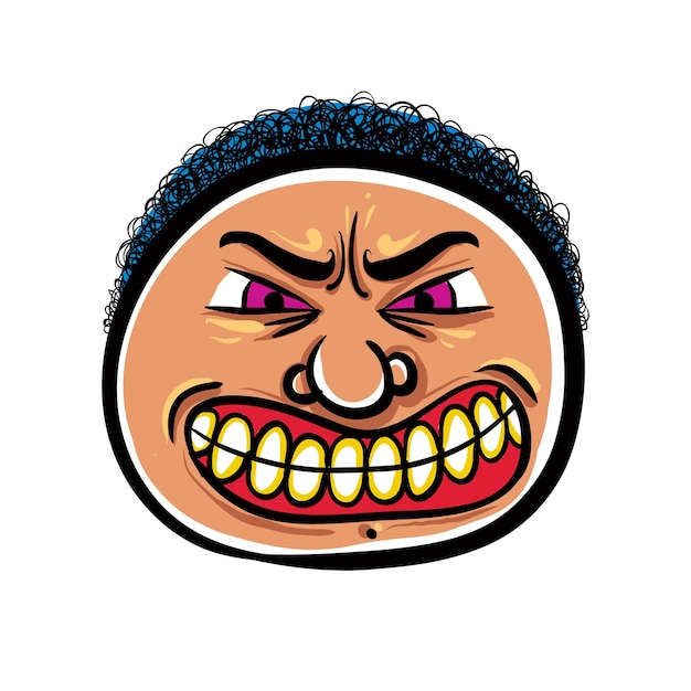 Ilustración vectorial de caricaturas de caras enojadas