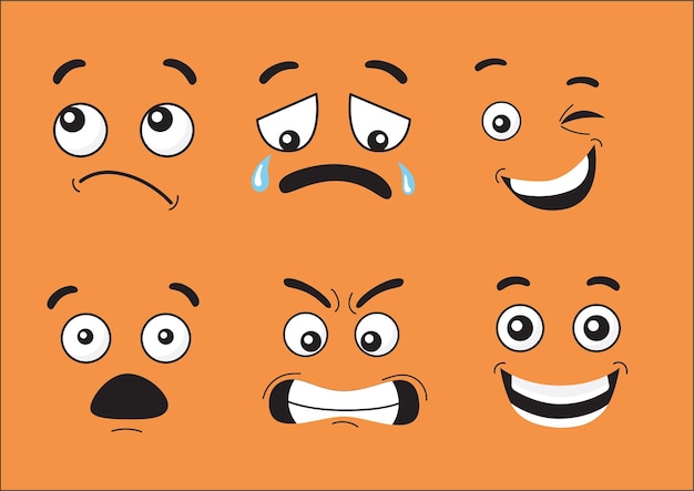 Ilustración vectorial de caricaturas con diferentes expresiones de estado de ánimo