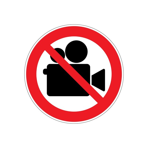 Ilustración vectorial de un cartel de advertencia que prohíbe las fotos y los teléfonos
