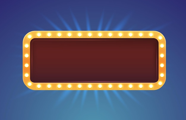 Ilustración vectorial del cartel del espectáculo del bar del casino del evento de la etiqueta de marco de luz