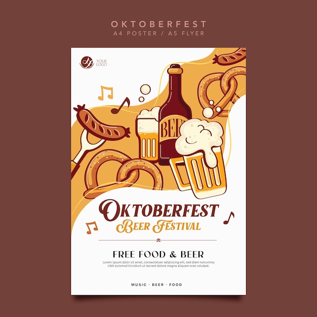 Vector ilustración vectorial del cartel del festival de la cerveza de oktoberfest
