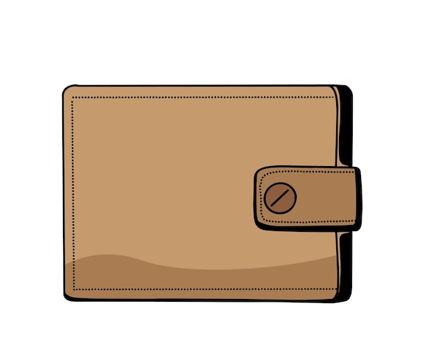 Ilustración vectorial de cartera de cuero para hombres dibujada a mano