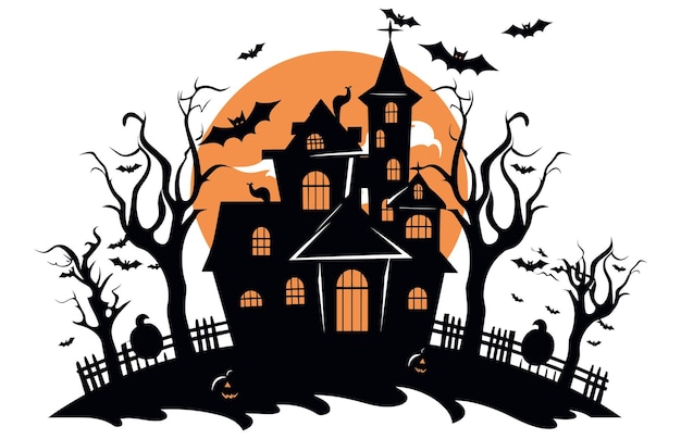 Ilustración vectorial de la casa embrujada de Halloween Elemento de Halloween de vector plano