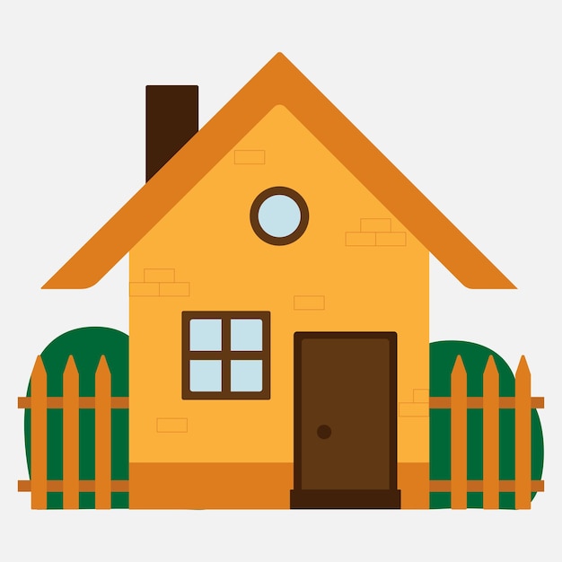 Ilustración vectorial una casa con una valla diseño