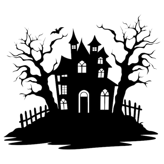 Ilustración vectorial del castillo de la casa embrujada de Halloween