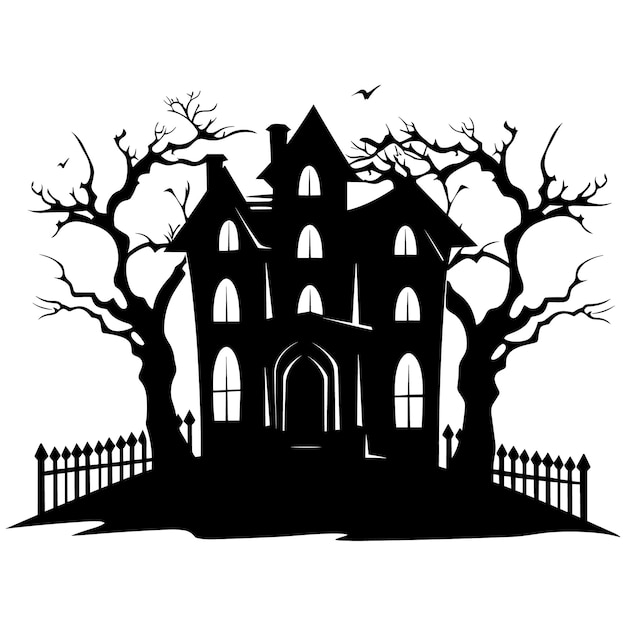 Ilustración vectorial del castillo de la casa embrujada de Halloween