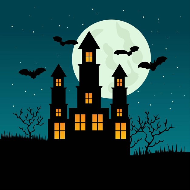 Ilustración vectorial del castillo de halloween