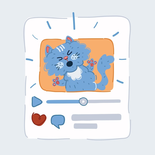 Ilustración vectorial de Cat Funny Video Suscribirse al canal
