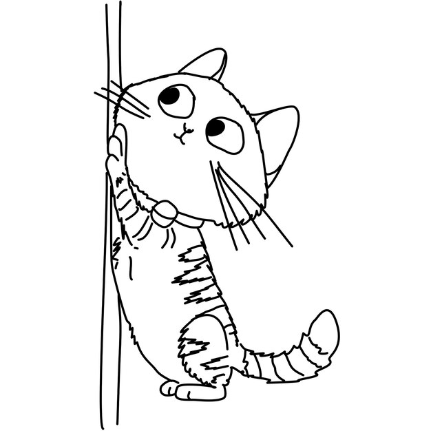 Ilustración vectorial de Cat Line Art