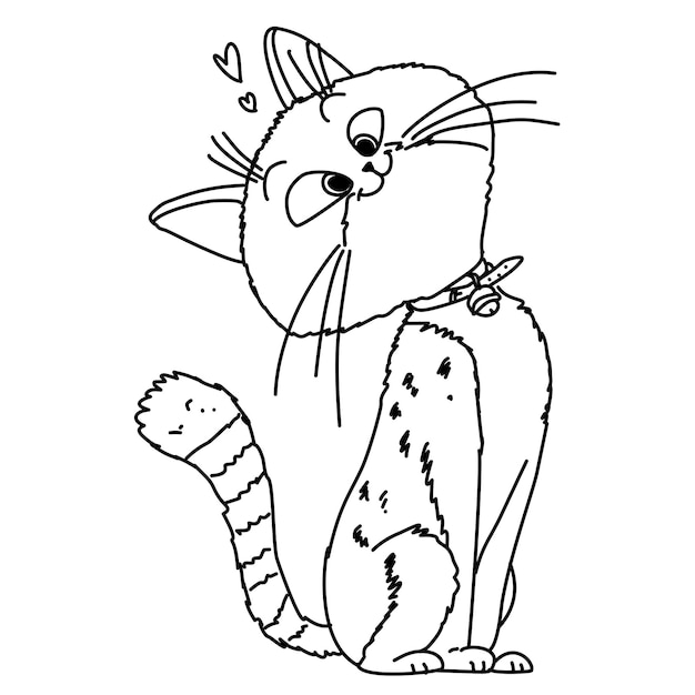 Ilustración vectorial de Cat Line Art