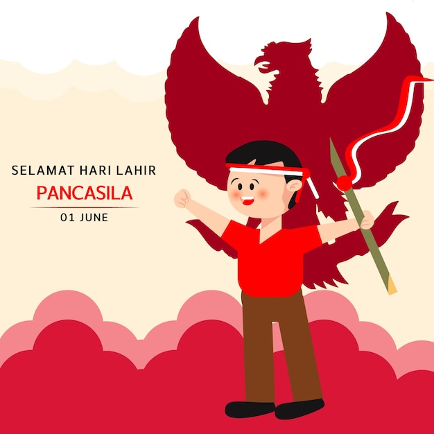 Ilustración vectorial de la celebración del día de pancasila en indonesia