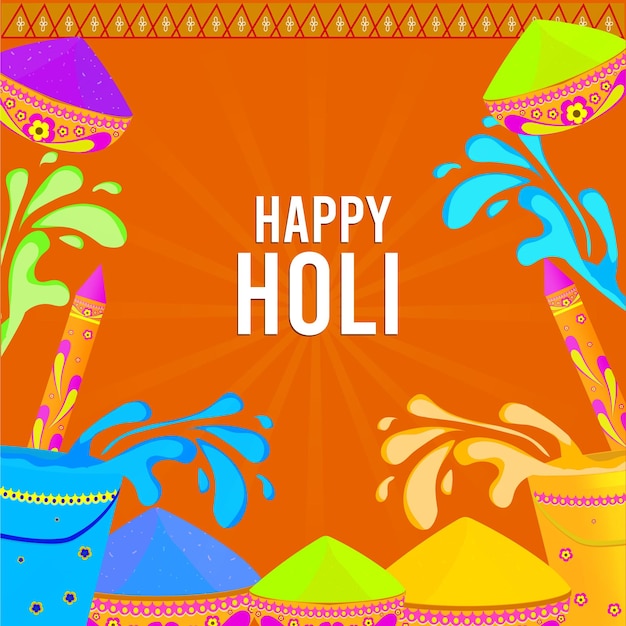 Ilustración vectorial para la celebración del festival indio de los colores Holi Feliz Holi