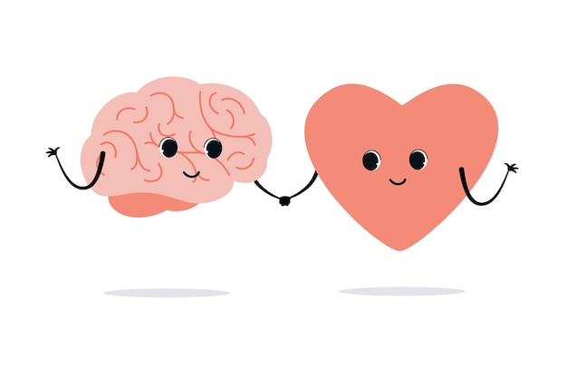 Ilustración vectorial del cerebro y el corazón