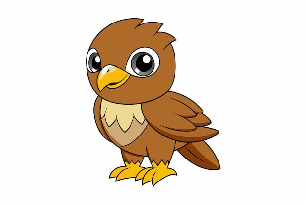 Ilustración vectorial de Charming Hawk Clipart de dibujos animados y diseño de arte de líneas para gráficos imprimibles
