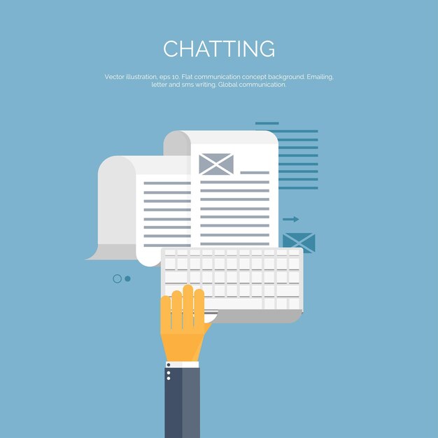 Ilustración vectorial chat correo electrónico comunicación global y red social
