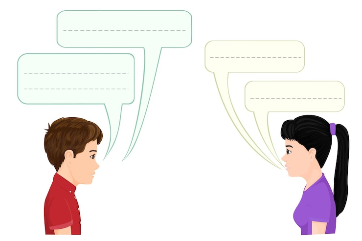 Vector ilustración vectorial de chateo de chica y chico