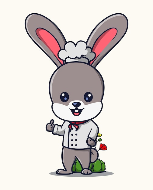 ilustración vectorial de un chef conejo con sombrero