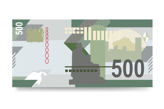 Ilustración vectorial del chelín keniano Juego de dinero de Kenia Paquete de billetes Papel moneda 500 KES
