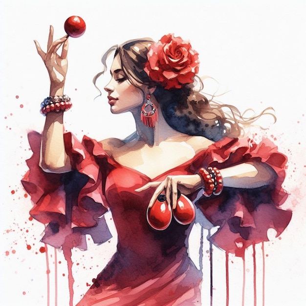 Ilustración vectorial de una chica bailando flamenco