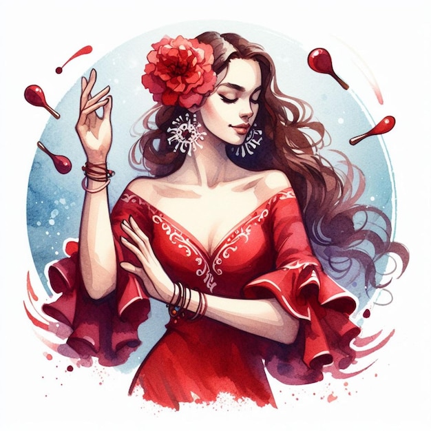 Vector ilustración vectorial de una chica bailando flamenco