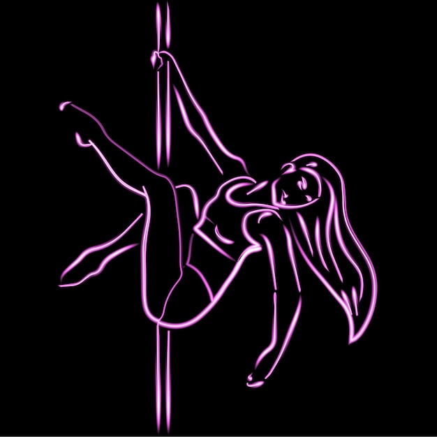 Vector ilustración vectorial de una chica bailando pole dance.