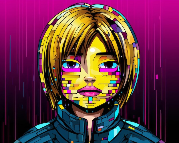 Vector ilustración vectorial de una chica cyberpunk