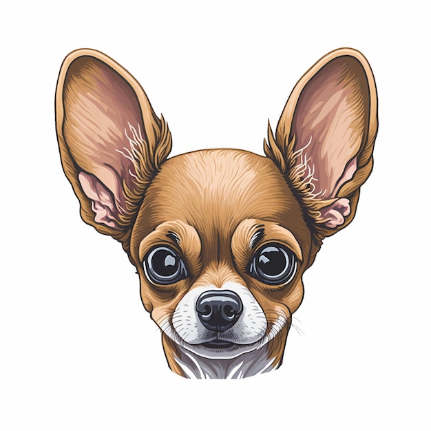 Vector ilustración vectorial de un chihuahua con cabeza de manzana sobre un fondo blanco