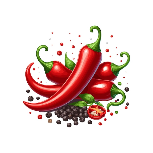 Ilustración vectorial de chile rojo caliente de dibujos animados