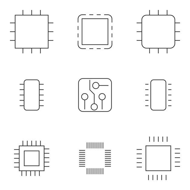 Ilustración vectorial en el chip del ordenador
