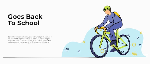 Ilustración vectorial de ciclismo en la carretera Plano moderno en estilo de línea continua