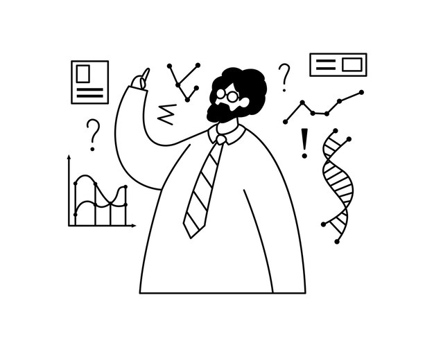 Ilustración vectorial de un científico dedicado a la investigación Profesión