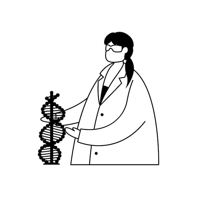 Ilustración vectorial de un científico genetista Profesión