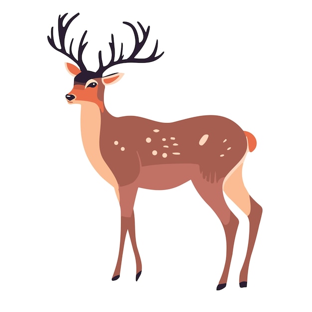 Vector ilustración vectorial del ciervo dibujado flat deer red deer fallow deer