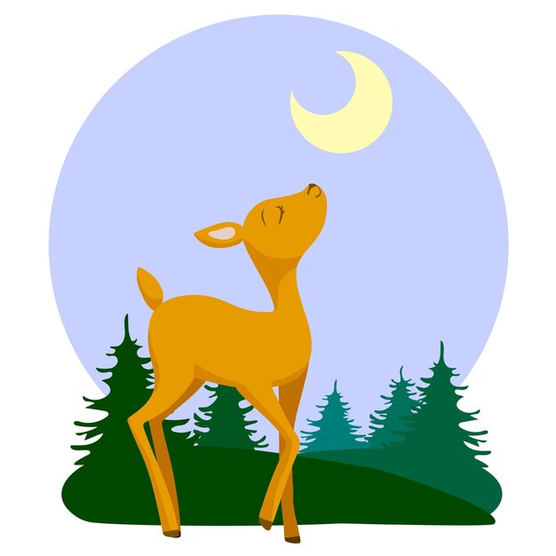 Vector ilustración vectorial de ciervos en el bosque
